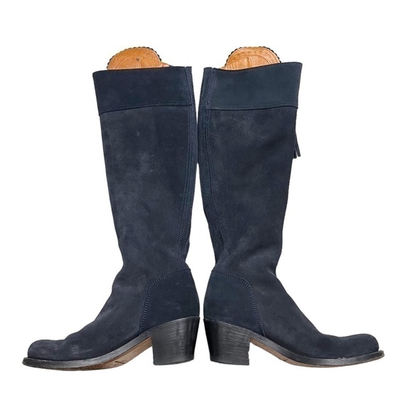 Fairfax and Favor Navy Suede Regina Chunky Heeled Boot Sz 36 - Picture 2 of 9